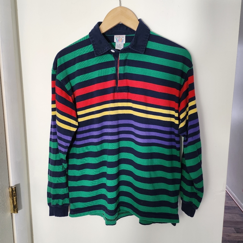 Vintage 90s/Y2K Talbot Kids Stripes Polo Shirt. Long sleeve. 100% cotton.